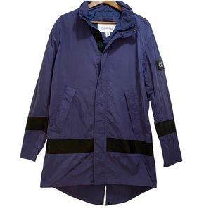 Calvin Klein Men’s S Dark Navy Blue Water Resist. Windbreaker Hoodie Rain Jacket